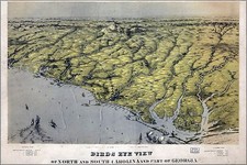 Poster, Many Sizes; Birdseye View Map Of North And South Carolina And Part Of Ge