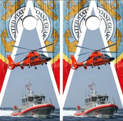 U.S. Coast Guard Barnwood Cornhole Board Wraps FREE LAMINATION #3037