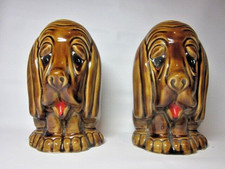 Bassett Hound Droopy Scarce Pair of Vases 1970s Vintage Excellent Condition.