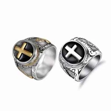Biker Mens Stainless Steel Christian Holy Cross Prayer Religious Enamel R63