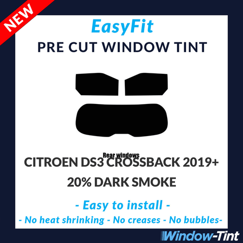 EasyFit Static Pre Cut Tint For Citroen DS3 Crossback 2019 20% Dark Rear - Picture 1 of 3