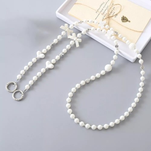 Beaded Pearl Crossbody Chain DIY Bag Chain Shoulder Strap Bag Accessory - Photo 10 sur 14