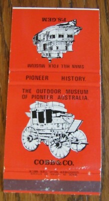 STAGECOACH MATCHBOOK MATCHCOVER: PIONEER HISTORY MUSEUM COBB & CO (AUSTRALIA) E6