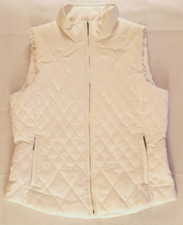 Coldwater Creek Womens Vest Size 8 White Quilted Zip Two Horizontal Pockets
