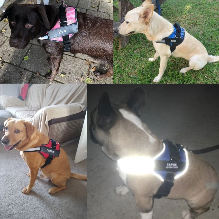 Dog Harness NO PULL Reflective Breathable Adjustable Vest ID Custom Outdoor Walk