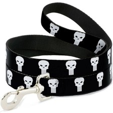 Punisher Logo Black  White Dog Leash by Buckle-Down