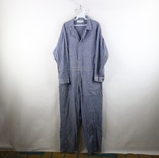 Vintage 60s Streetwear Mens Size 46 Herringbone Twill Denim Coveralls Bibs USA