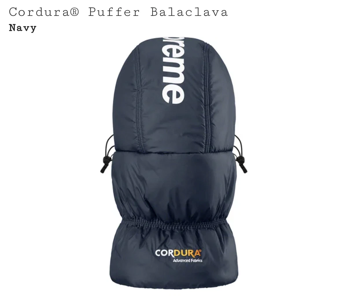 Supreme Cordura Puffer Balaclava | eBay