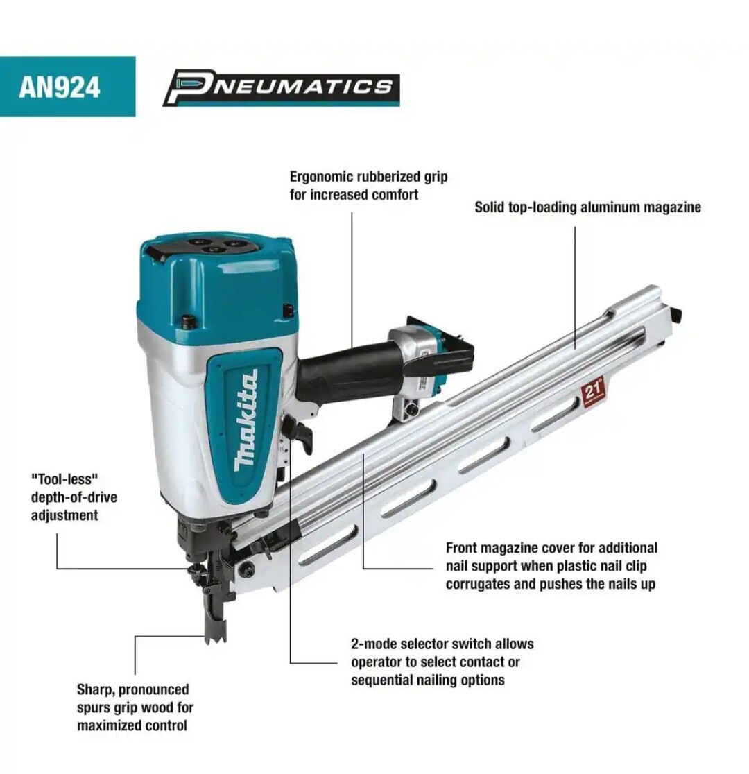 Makita3-1/2 in. 21&deg; Pneumatic Full Round Head Framing Nailer