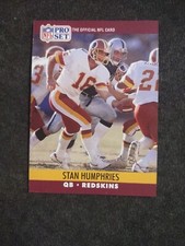 1990 Pro Set #668 Stan Humphries RC Rookie Washington Redskins Football Card. rookie card picture