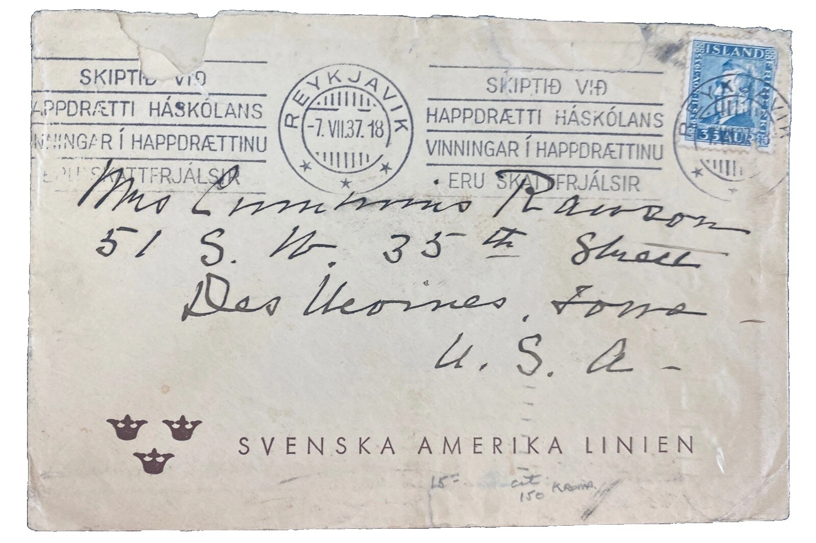 Slogan Cancel Cover Icelandic Stamps