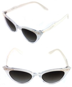 white sunglasses with rhinestones