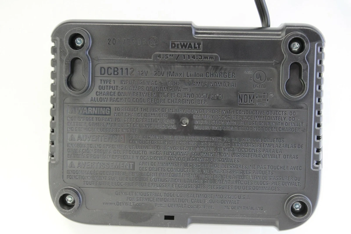 Dewalt DCB112 20V Lithium Battery Charger For Drill Saw Grinder