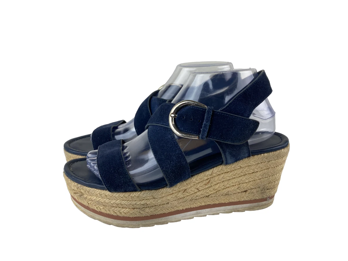 Marc Fisher Womens 8.5 Zain Espadrille Platform Sandals Navy Blue