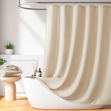 Madison Park Shower Curtain Waffle Size 72W x 78L Pack of 1 Solid Beige Weave