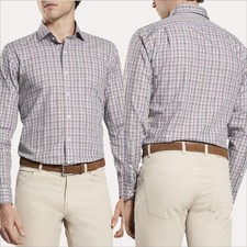 Peter Millar Collection Frost Micro Check Sport Shirt Button Up Size XL Plaid