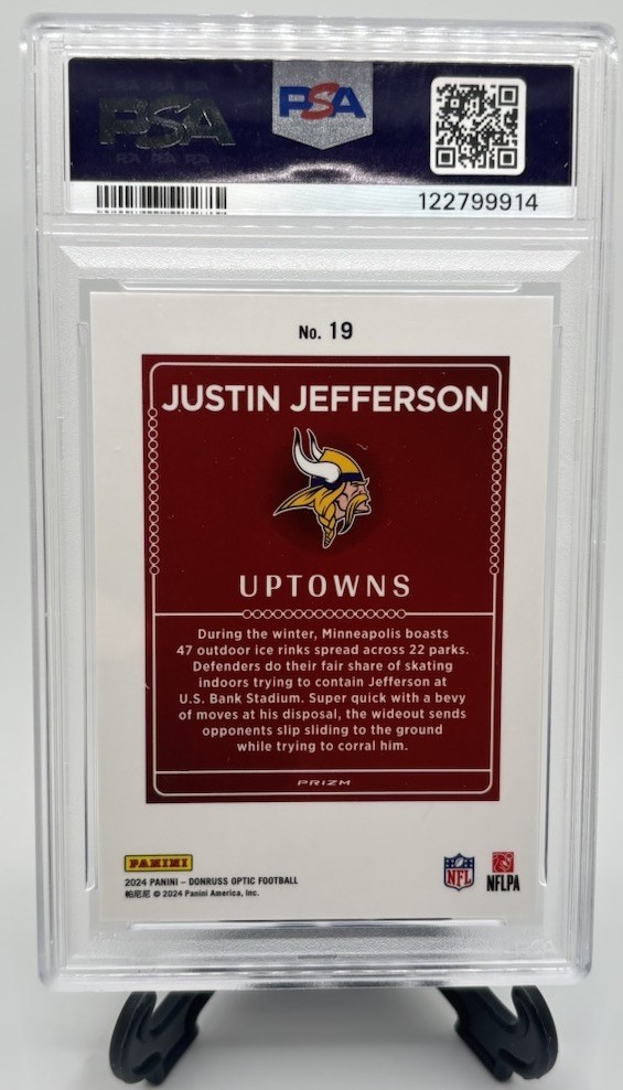 Justin Jefferson UPTOWNS 2024 Panini Donruss Optic Football PSA 10 GEM MINT #19 view 2