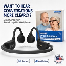 Bone Conduction Sound Amplifier Headphones Bluetooth Open Ear for Seniors