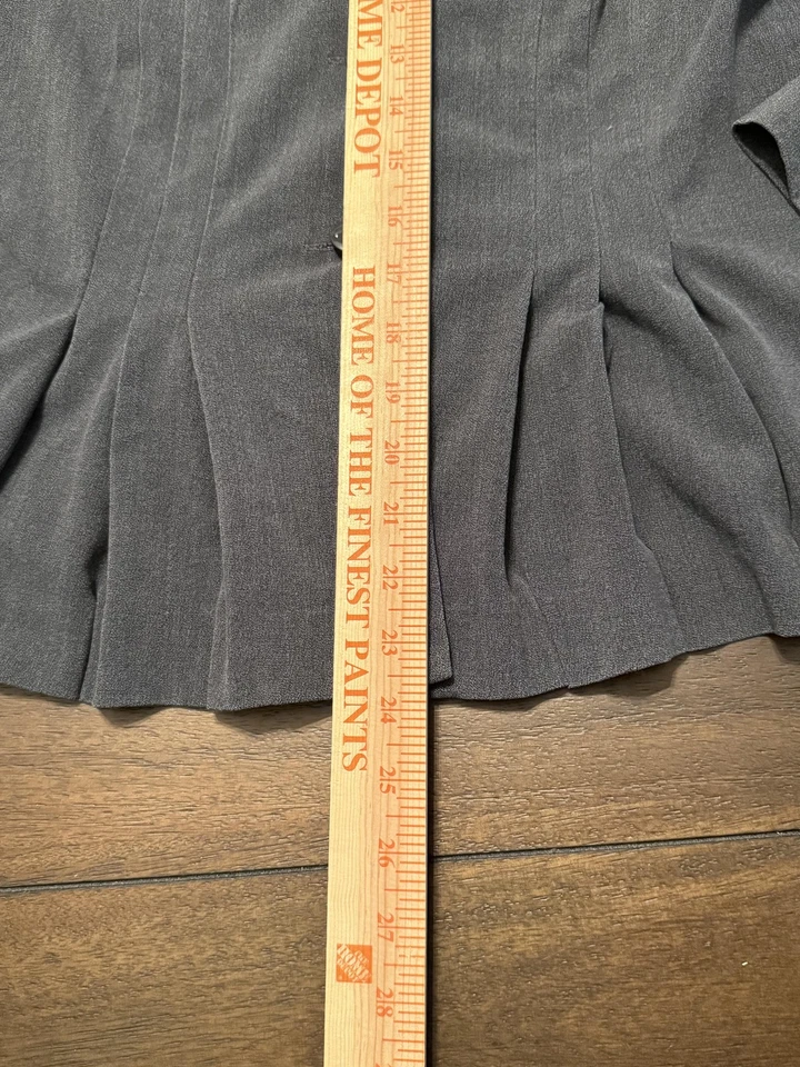 Blazer Danny & Nicole Mujer 14P Gris 3 Botones Plisado Peplum Elastizado Rayas Foto 4 de 4