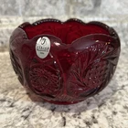 Vintage Fenton Rose Bowl Candle Holder Ruby Red Whirling Hobstar, 1997