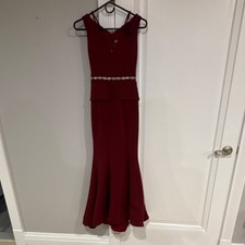 Jovani Burgundy Formal Gown with Embellished Waist size 00 worn 1x