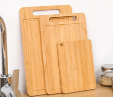 Bamboo Wood Cutting Board Chopping Board Kitchen Butcher Block 3 Sizes Light