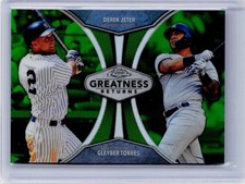 2019 TOPPS CHROME GREATNESS RETURNS GREEN REFRACTOR #11 - JETER & TORRES 14/99