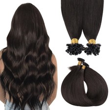 MAXITA U Tip Real Human Hair Extensions Dark Brown 50g/50 Strands Silky Straight