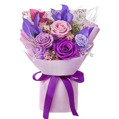 Preserved Roses Bouquet Birthday Flowers For Women Purple Gifts For Women Mother