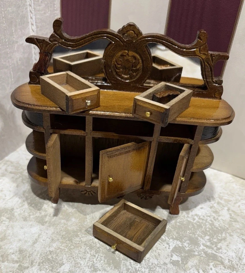 Vintage Bespaq? Mirrored Sideboard Buffet Server Dollhouse Miniature 1:12. EUC - Image 4 of 4