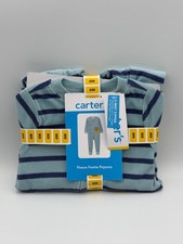 NWT Carter's Full Zip Fleece Footie Pajama Toddlers 6M Blue Striped Casual Wear