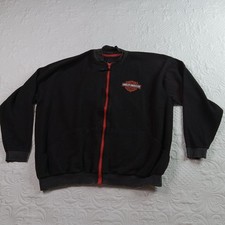 Harley-Davidson Sweater Jacket Zip Black Orange Textured OSFA Vtg USA Flaws