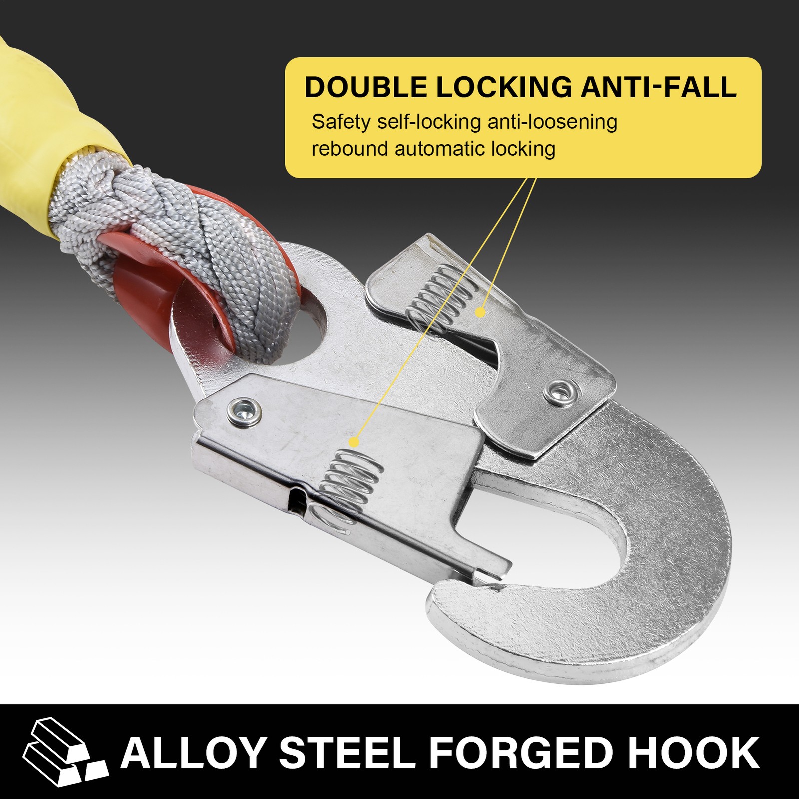 32ft Self Retracting Lifeline Lanyard Fall Arrester Protection+Hook Rope 330lbs