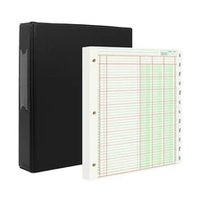 100 Sheets Accounting Ledger Paper with 3 Ring Binder and Monthly Tabs, 3 Col...