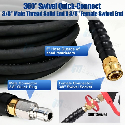 #ad Hotamp;Cold Water Pressure Washer Hose 3 8quot; x50 100ft 6000psi Extension 1 2 Braided $109.99