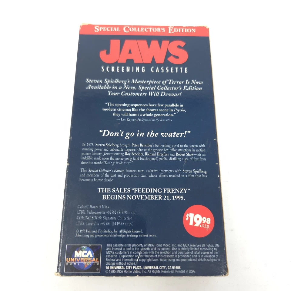 Jaws Special Collectors Edition Full Length Screening Cassette 1995 NFS Demo VHS - Image 4 of 4