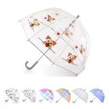 totes Kids Clear Bubble Umbrella with Dome Canopy, 38" HEART DOG