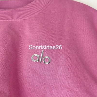 Alo Yoga Cropped Accolade Crew Neck Pullover Sweatshirt - Pink