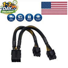 Dual 8 Pin PCIe Power Adapter with Braided Design - 9 Inch Extension Cable