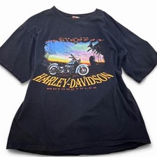 Harley-Davidson XL Black T-Shirt St. Thomas Caribbean 100% Cotton