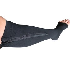 4) Compression Sock Zipper knee Full Support Graduated Open Toe XXL Black & Nude