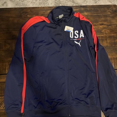 Puma Size Extra Large USA Blue Track Jacket Sports Athletic Full Zip Performance