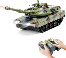 1/24 RC Tank,Remote Control Tank for Boys with Smoke, Lights & Sounds,2.4GHz Ge