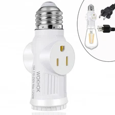 1 Pack, Light Socket to Plug Adapter,Light Bulb Outlet Adapter,Convert E26 Li...