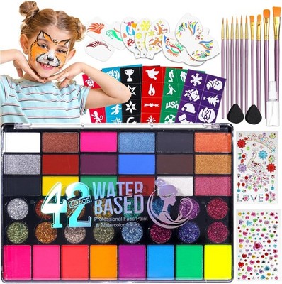 Face Painting Set 42 Farben Profi Face Painting mit vollem Zubehör,