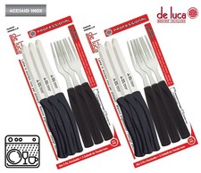 SET 6 COLTELLI E 6 FORCHETTE LAMA IN ACCIAO INOX E MANICO ERGONOMICO "DE LUCA"