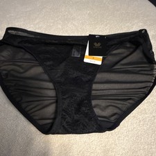 Wacoal Women  s Brief Panties S Black Floral Lace Stretch Semi-Transparent 841409