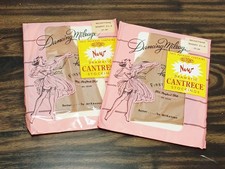 Vtg 50's Cantrece Stockings Lot of 2 Pairs Beige/Short 8.5-9 size NOS