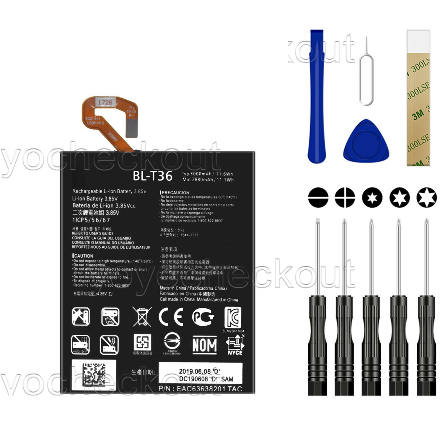 For LG K30 LM-X410MK Replacement Battery BL-T36 Tool