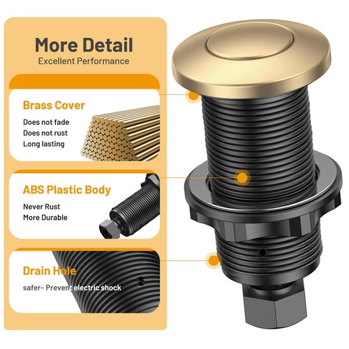 Garbage Disposal Air Switch Kit -Professional, Sink Top Waste Disposer On/Off... - Picture 6 of 8